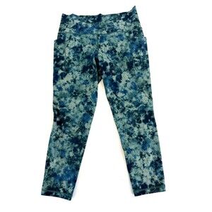 Athleta Salutation Stash Pocket II Printed 7/8 Leggings Blue Tie Dye Large